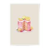 Pink Lemon Cake Photographic Prints, Watercolor Cake Slice Art, Foodie Wall Decor, Kitchen Art Prints, Bakery Illustration - Tawshia